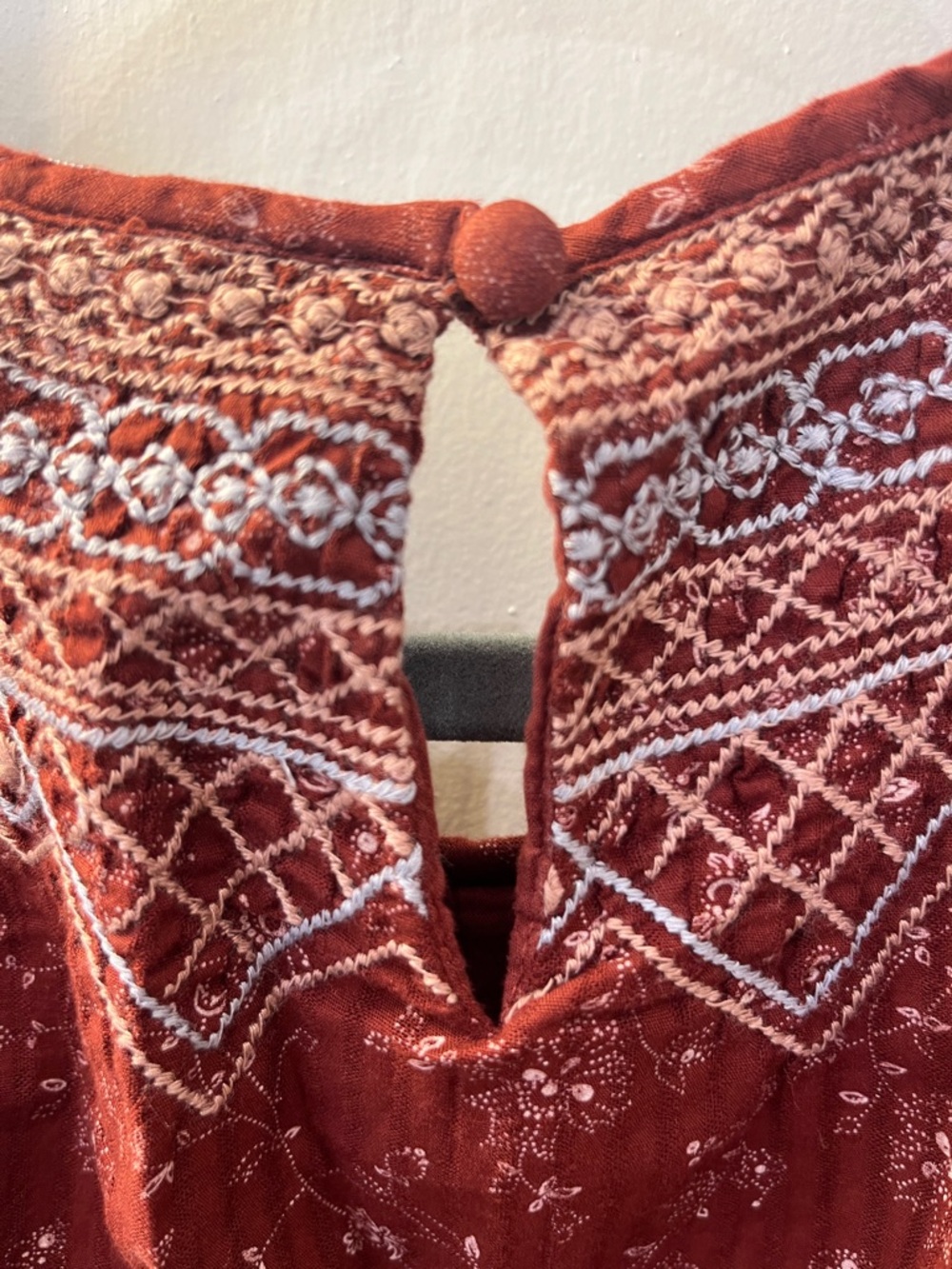 Madewell Rust Red Embroidered Boho Tunic - Picture 6 of 9